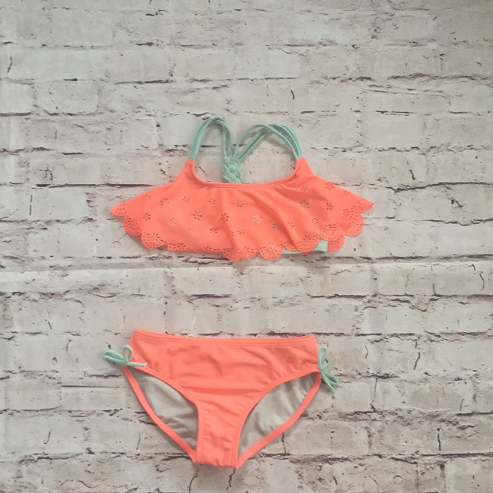 Coral and Mint Green Cat & Jack swimsuit bikini!